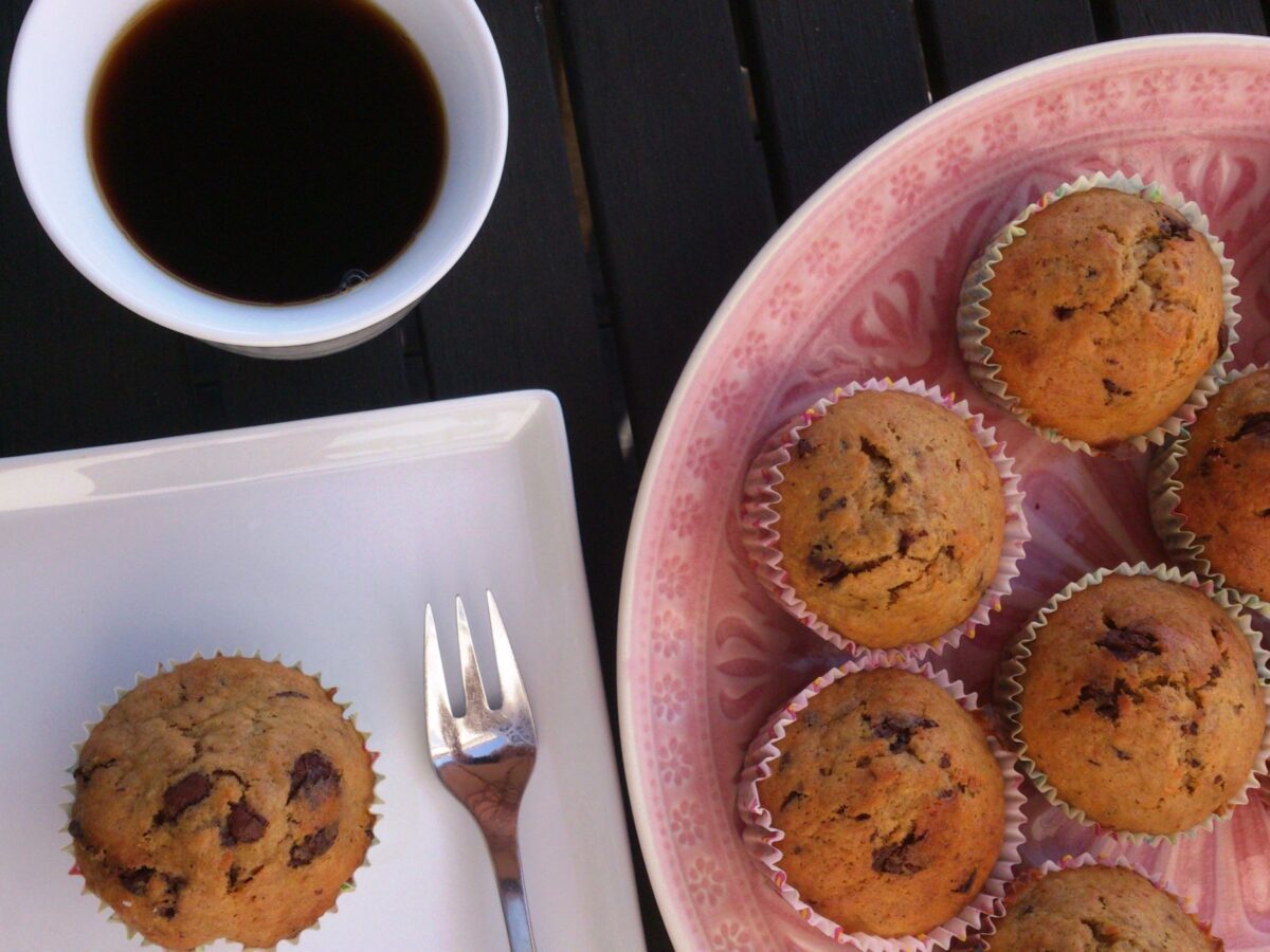 Bananmuffins med chokolade