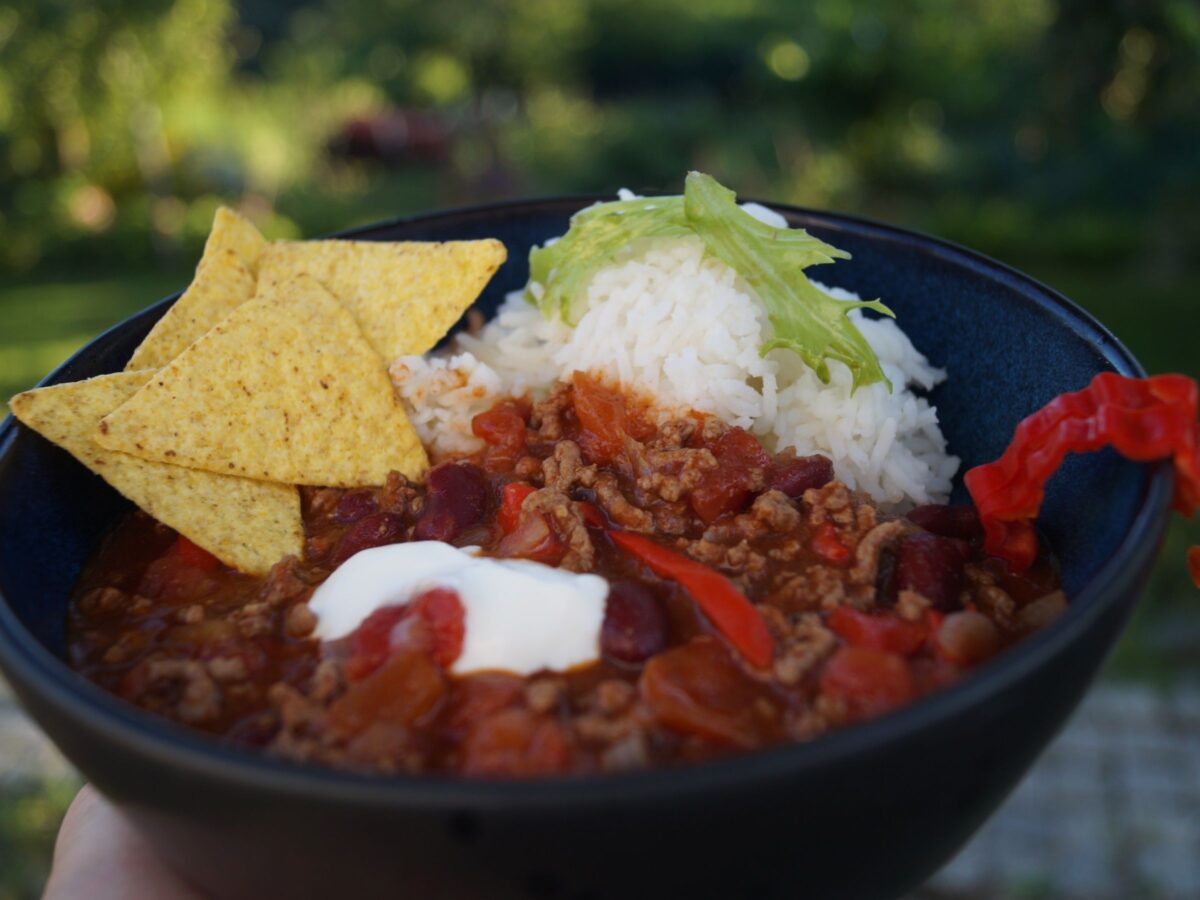 Chili con carne med hakket oksekød