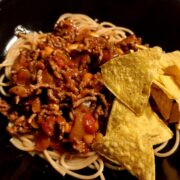 Chili con carne med spaghetti