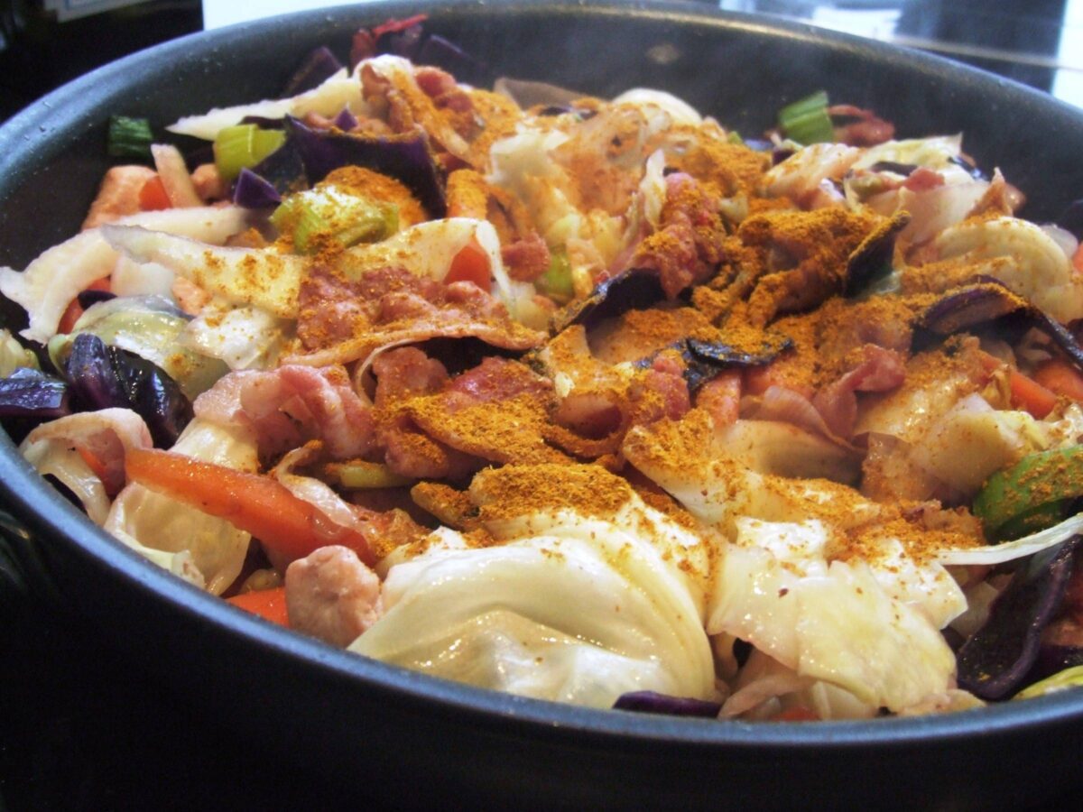 Grøntsager med bacon