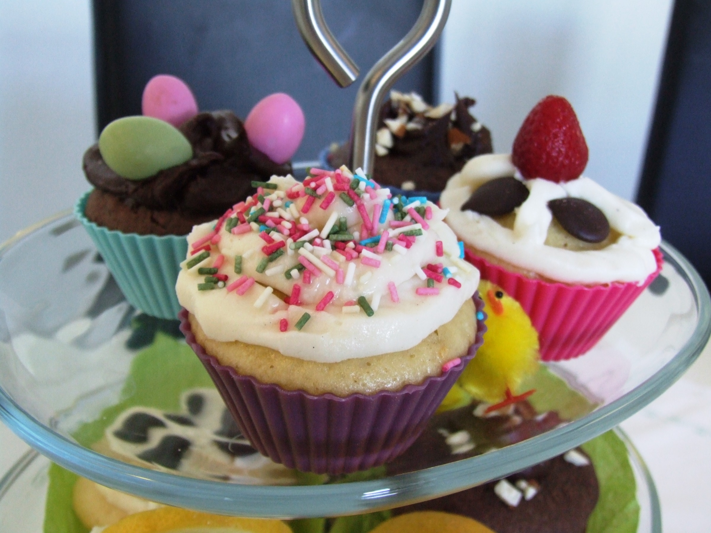Rabarber cupcakes med forskellige toppings