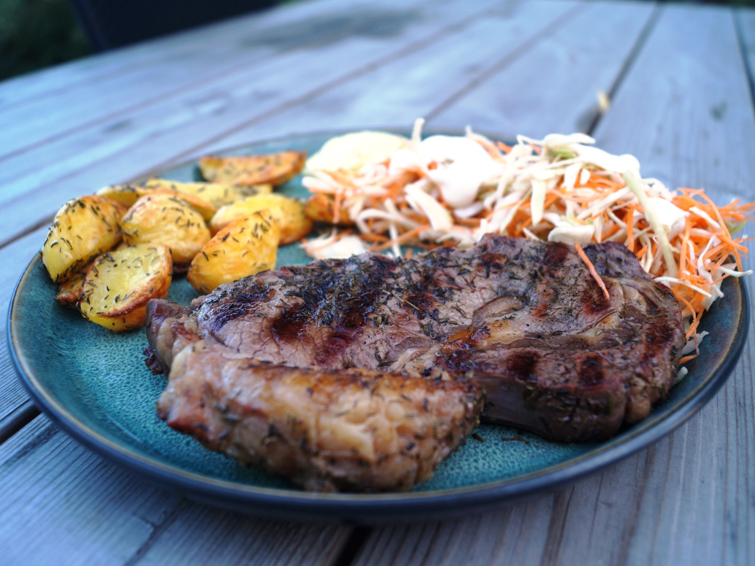 Ribeye steak grill - Ribeye med timian - Madopskrift